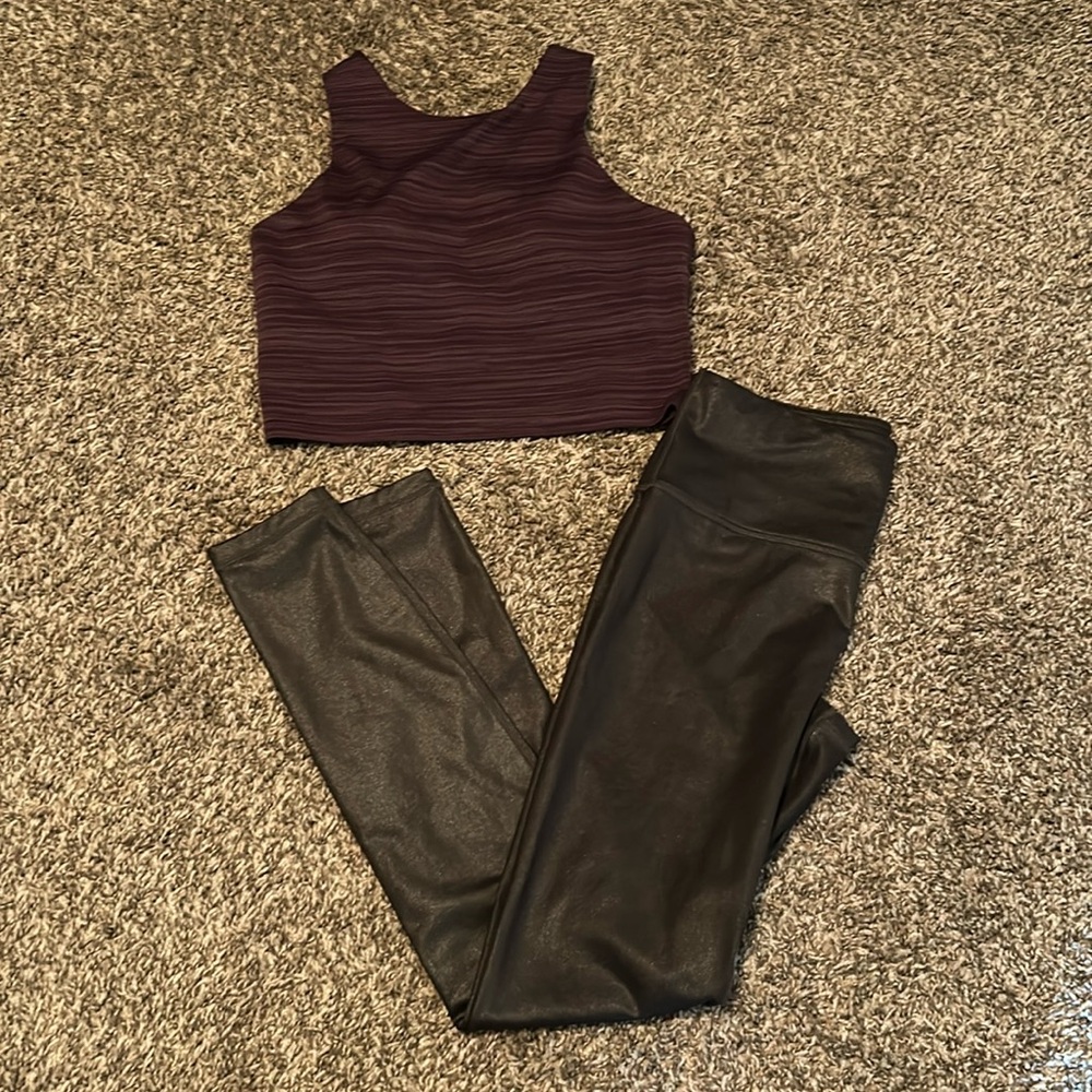 Athleta outfit!  Shimmer leggings and crop top